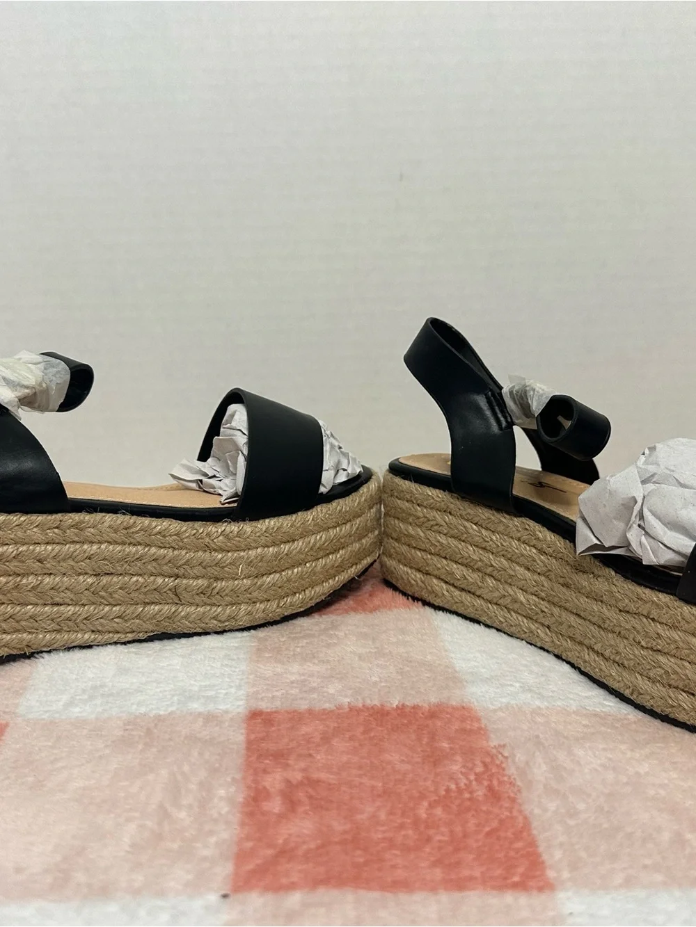 Lulus Corsa size 6 Women's Black Espadrille Platform Sandals
